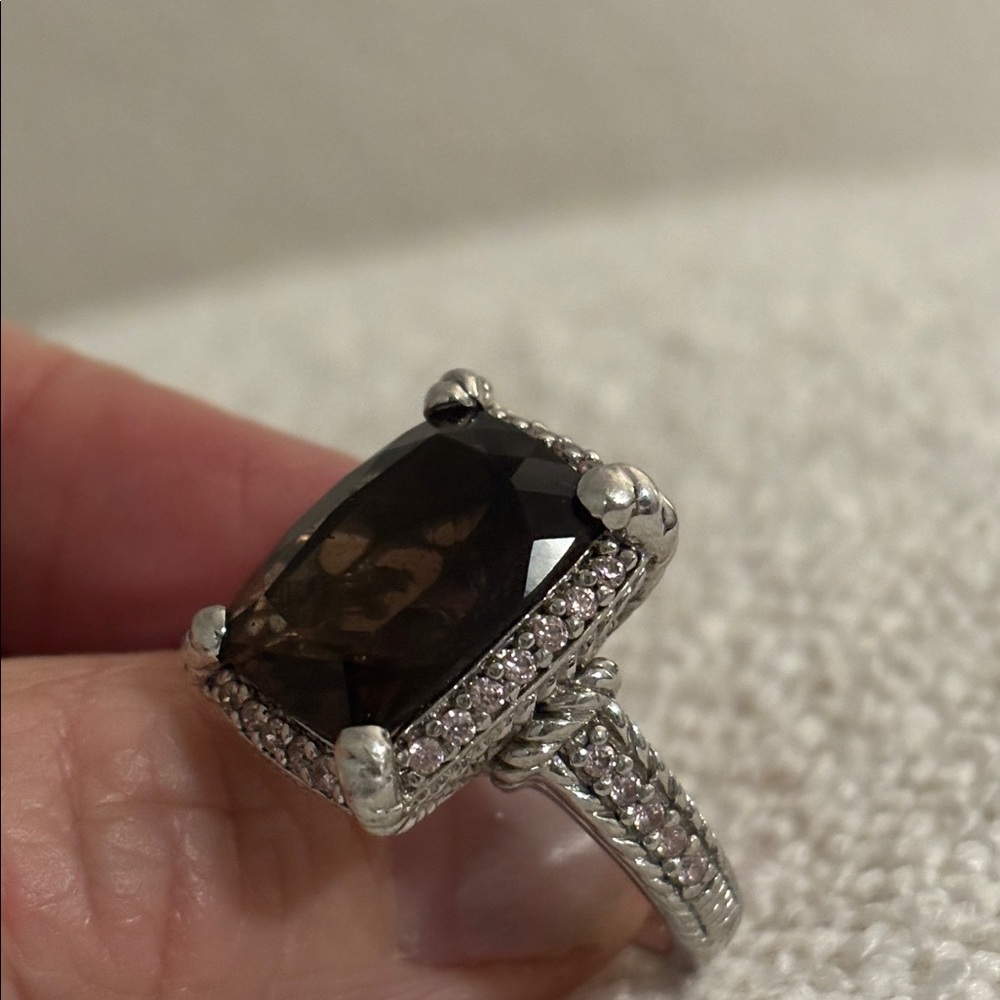 Judith Ripka Smoky Quartz and Pink Diamondique Statement Ring in Silver - Picture 3 of 5
